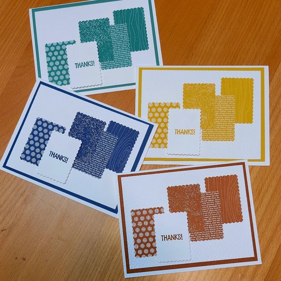 Thank You Cards, Greeting Cards, Monochromatic, Patterned, Handmade with Love - Picture 1 of 3